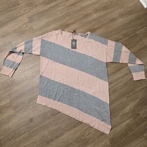 Vince Camuto Pink and Gray Striped Sweater